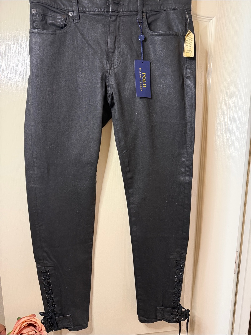 Polo by Ralph Lauren Black Lace-Up Ankle Skinny Jeans